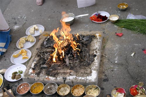 After preparing the fire was started while chanting proper mantras.